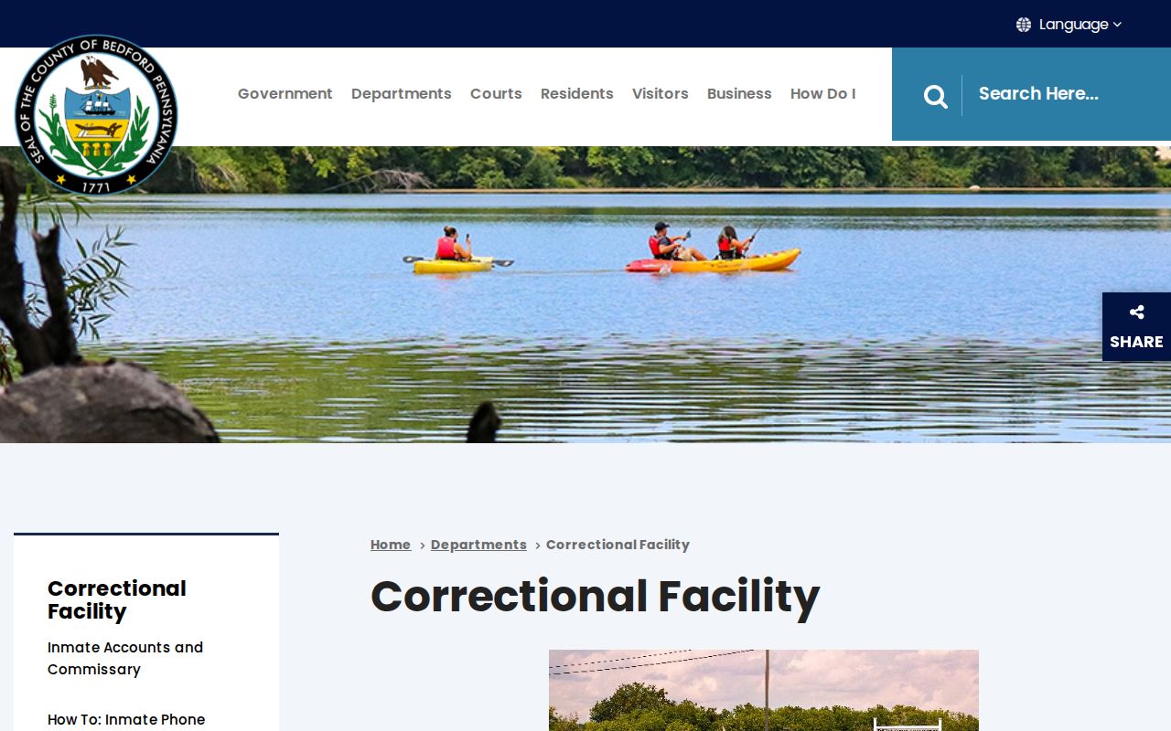 Bedford County Correctional Facility custody and booking record source
